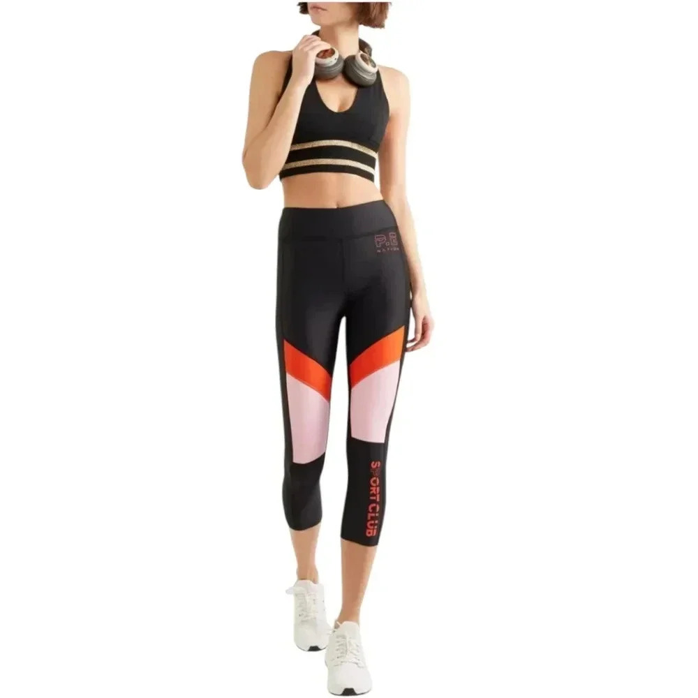 P.E.NATION First Innings Legging Black + Pink Logo Tights SZ Medium Ret$150